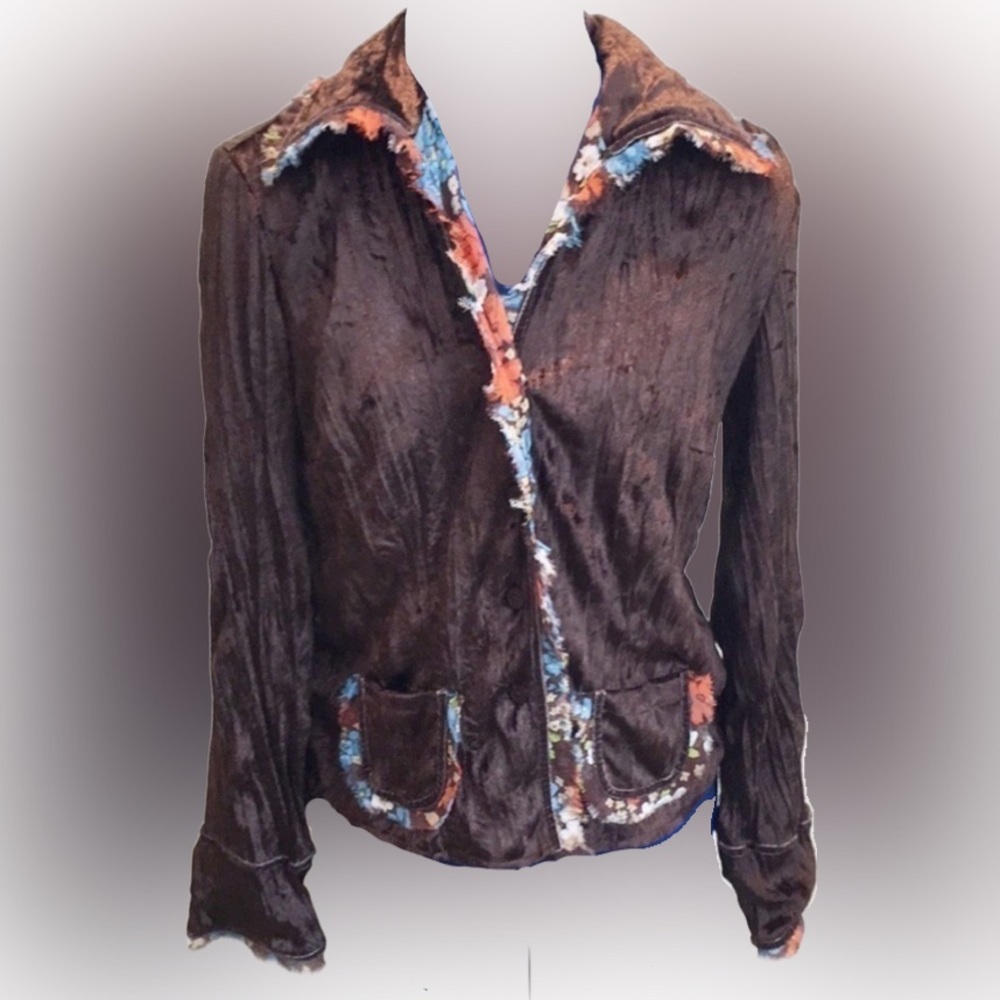 🌺RARE European Crinkled Velvet Jacket by Precchio Colors Concept🌸🌺